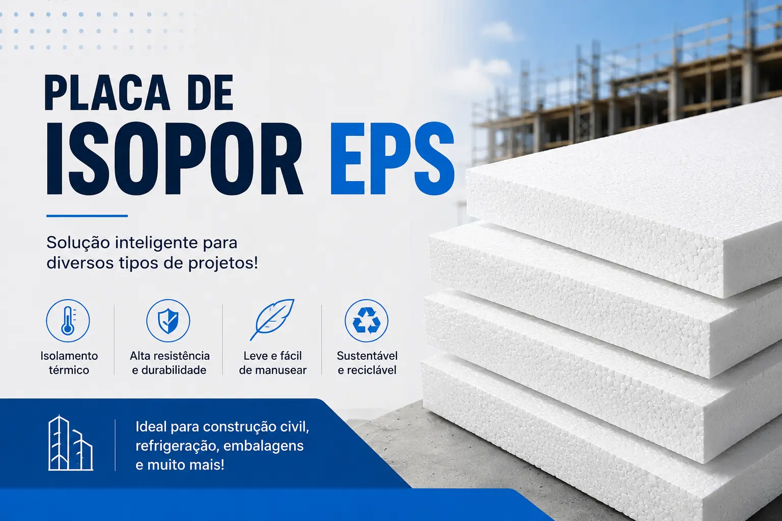 Placa de Isopor EPS no RJ: versatilidade, isolamento térmico e aplicações na construção civil e indústria
